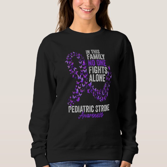 Pediatric Stroke Awareness Month Butterflies Purpl T Shirt (Framsida)