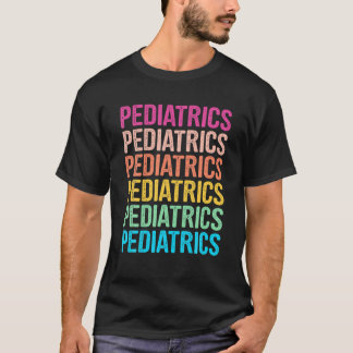 Pediatrik Retro- regnbåge för pediatriker, PEDS Nu T Shirt