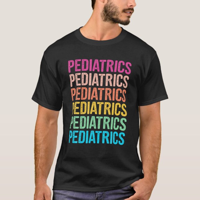 Pediatrik Retro- regnbåge för pediatriker, PEDS Nu T Shirt (Framsida)