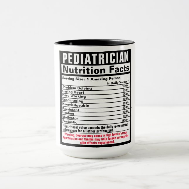 Pediatriker Doktor Funny Nutrional Facts Gift Mugg (Center)
