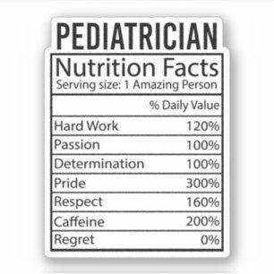 Pediatriker Nutrition Facts Gift for Pediatrician Klistermärken
