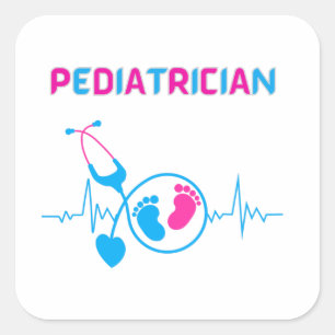 Pediatriker, pediatriker doktor, barn doktor, fyrkantigt klistermärke