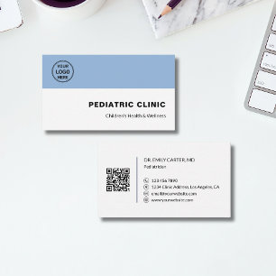 Pediatrisk klinik läkarlogo QR Visitkort
