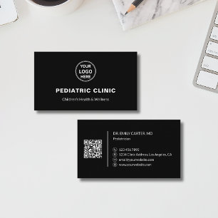 Pediatrisk klinik logotyp QR svart Visitkort
