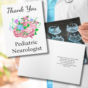 Pediatrisk Neurolog Tack Min Hjärna Med Blommor Kort