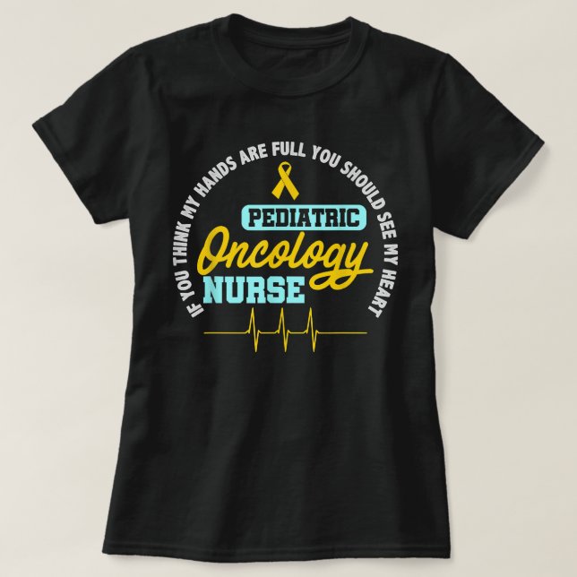 Pediatrisk onkologi Nurse RN Ribbon EKG Cancer Nur T Shirt (Design framsida)