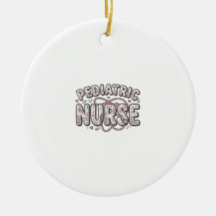 Pediatrisk sjuksköterska Blommig Vintage Gravyr De Julgransprydnad Keramik