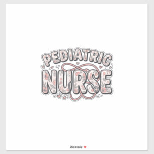 Pediatrisk sjuksköterska Blommig Vintage Gravyr De Klistermärken