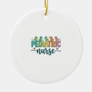 Pediatrisk sjuksköterska Dinosaurie Vintage-stil s Julgransprydnad Keramik