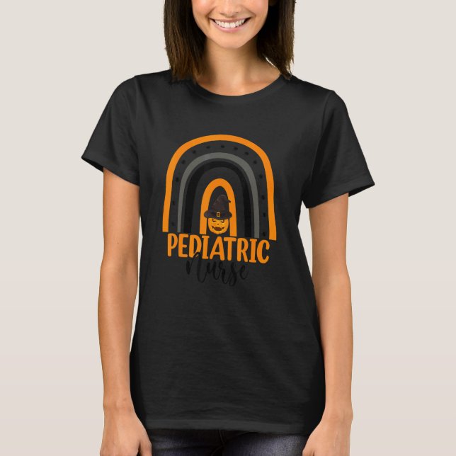 Pediatrisk sjuksköterska Regnbåge Pumpkin Hallowee T Shirt (Framsida)
