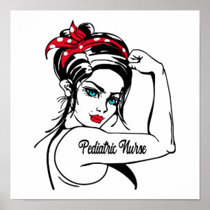 Pediatrisk sjuksköterska Rosie Riveter Pin Up Poster