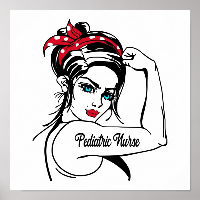 Pediatrisk sjuksköterska Rosie Riveter Pin Up Poster (Framsidan)