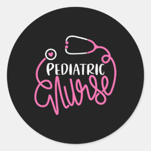 Pediatrisk sjuksköterska Stetoscope Pediatriska sk Runt Klistermärke