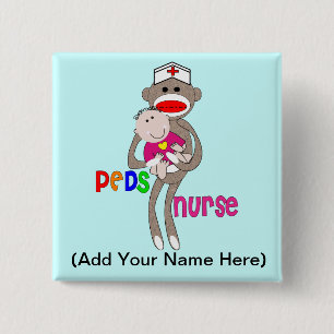 Pediatrisk sjuksköterskasock monkeydesign knapp