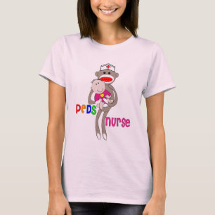 Pediatrisk sjuksköterskasock monkeydesign tee shirt