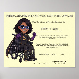 Pediatrisk terapi Superhjälte Motivationsutmärkels Poster