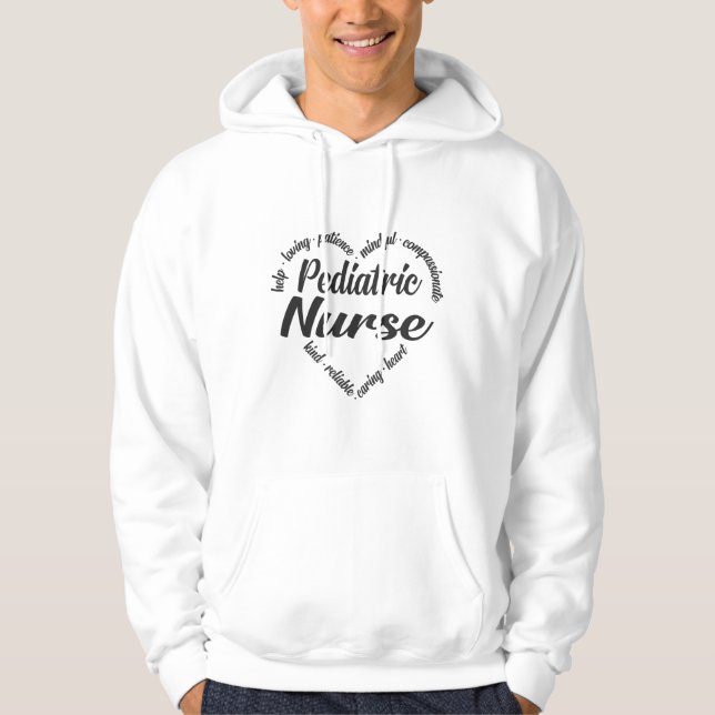 Pediatriska Nurse Heart Ord Cloud Hoodie (Framsida)