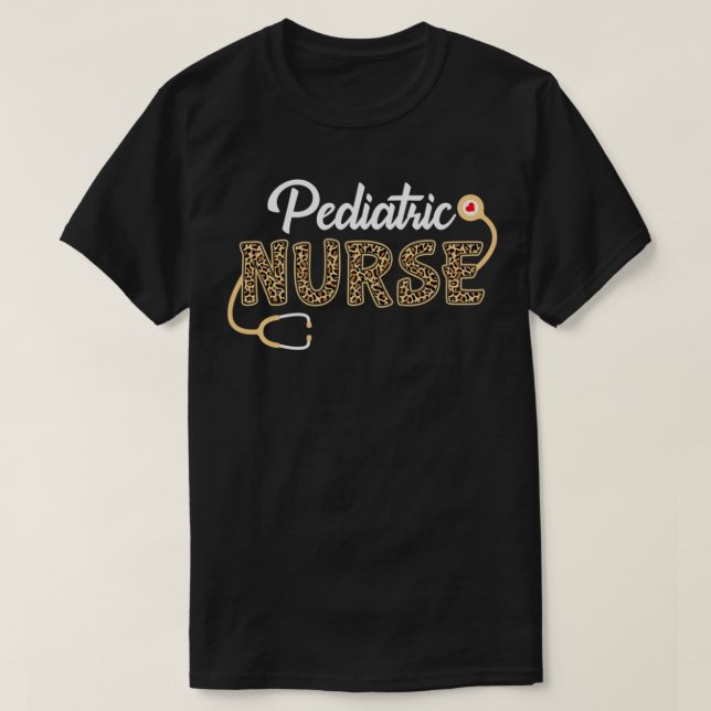 Pediatriska sjuksköterskor Leopard Skriv ut Stetho T Shirt (Design framsida)