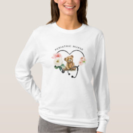Pediatriska sjuksköterskor Nalle Blommigt Stethosc T Shirt