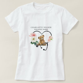 Pediatriska sjuksköterskor Nalle Blommigt Stethosc T Shirt