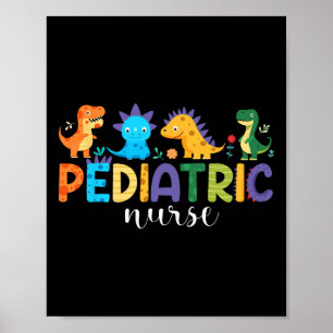 Pediatriska sjuksköterskor som ammar dosinosaur poster