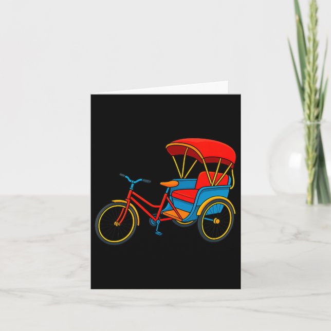 Pedicab Cycle Rickshaw Bike Taxi Premium Tri-blend Kort (Framsida)
