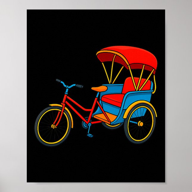 Pedicab Cycle Rickshaw Bike Taxi Premium Tri-blend Poster (Framsidan)