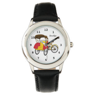 Pedicab rickshaw tecknad illustration armbandsur