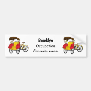 Pedicab rickshaw tecknad illustration bildekal