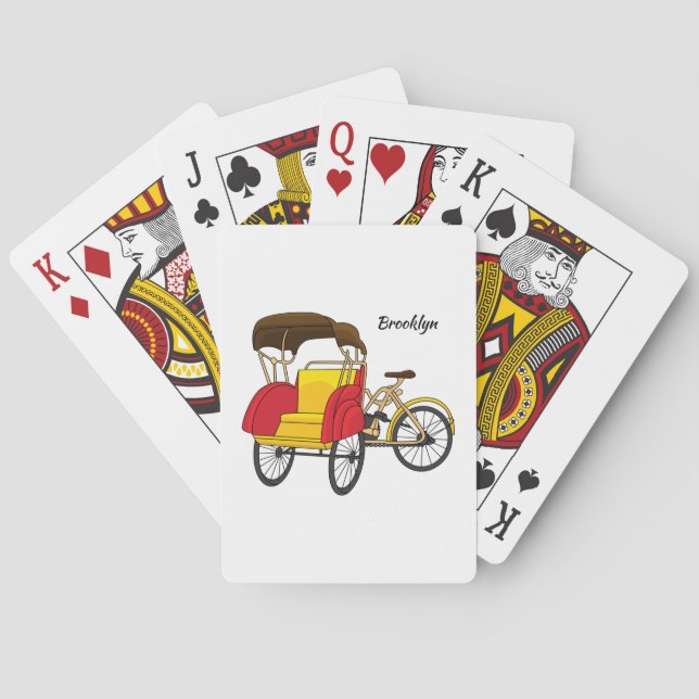 Pedicab rickshaw tecknad illustration casinokort (Baksidan)
