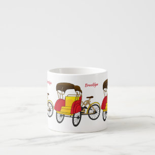 Pedicab rickshaw tecknad illustration espressomugg