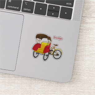 Pedicab rickshaw tecknad illustration klistermärken