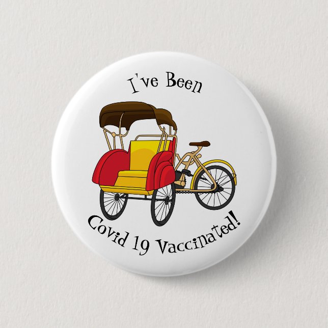 Pedicab rickshaw tecknad illustration knapp (Framsida)