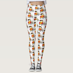 Pedicab rickshaw tecknad illustration leggings