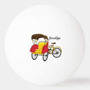 Pedicab rickshaw tecknad illustration pingisboll
