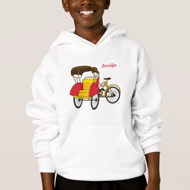 Pedicab rickshaw tecknad illustration t shirt (Framsida)