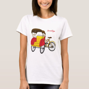 Pedicab rickshaw tecknad illustration t shirt