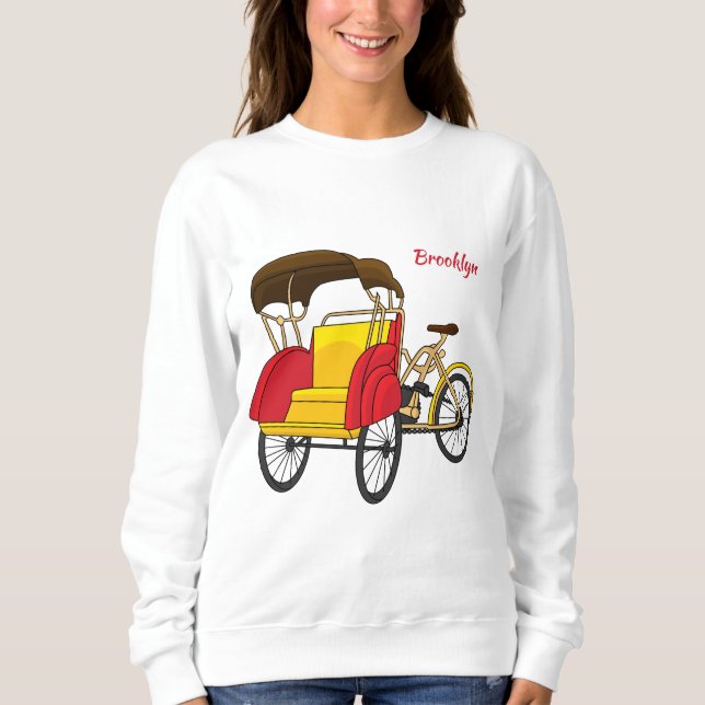 Pedicab rickshaw tecknad illustration t shirt (Framsida)