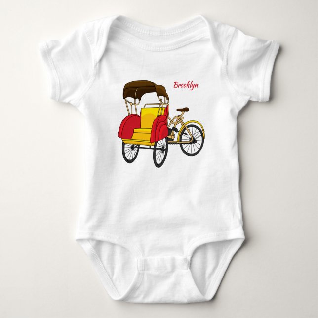 Pedicab rickshaw tecknad illustration t shirt (Framsida)