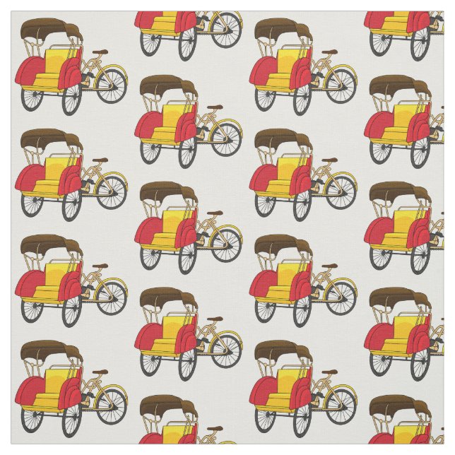 Pedicab rickshaw tecknad illustration tyg (Provkarta)