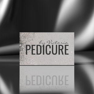 Pedicure Nagel Design Grått Glitter Dusts Visitkort