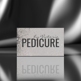 Pedicure Nagel Design Grått Glitter Dusts Visitkort