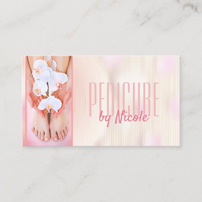 Pedicure Nagel Ppedurist Feet Spa Orchid Blommar Visitkort (Framsida)