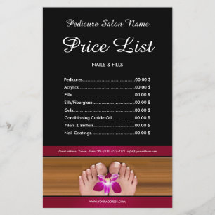 Pedicure Nail Salon Pris List Black Rosa Flyer