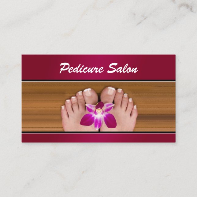 Pedicure Nail Salon Rosa Flower Affärskort Visitkort (Framsida)