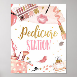 Pedicure Station Spa Party Makeup Glamor Birthday Poster