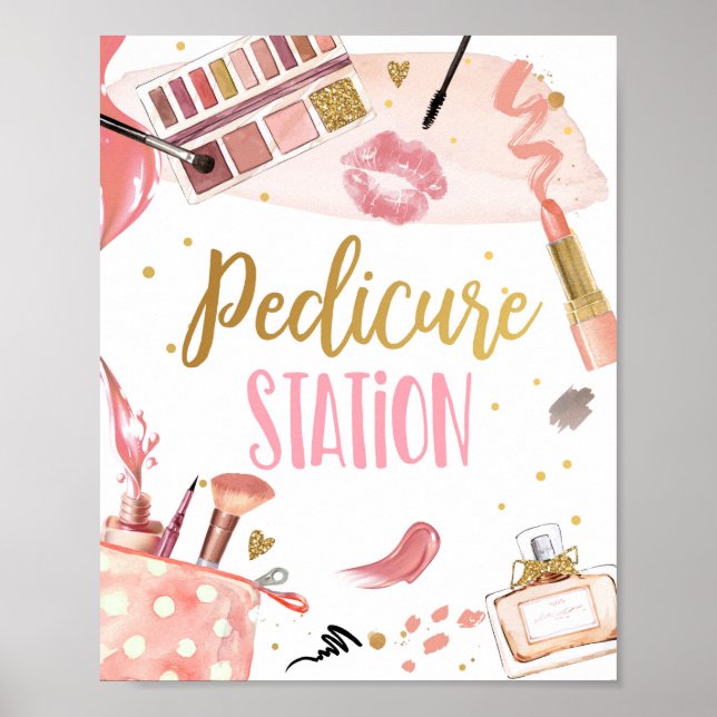 Pedicure Station Spa Party Makeup Glamor Birthday Poster (Framsidan)