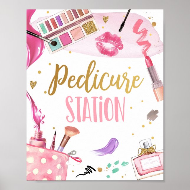 Pedicure Station Spa Party Makeup Glamor Birthday Poster (Framsidan)