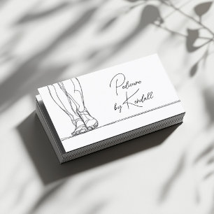 Pedicure Studio One Line Stroke Feet Illustration Visitkort