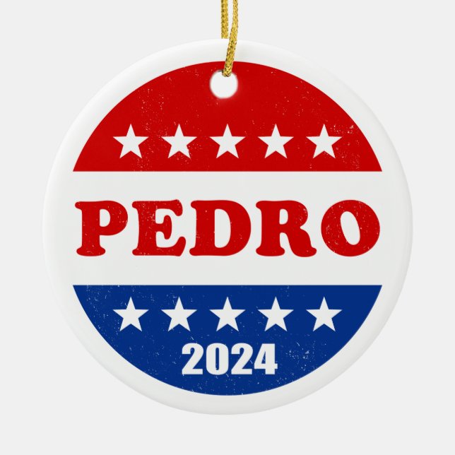 Pedro 2024 President Kampanj Button Julgransprydnad Keramik (Framsidan)